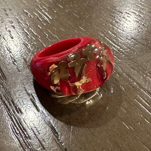 Louis Vuitton Burg Resin Inclusion Cocktail Ring Red